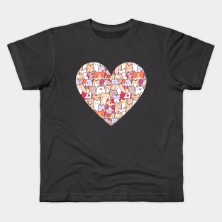 Cute cats in a heart illustration Kids T-Shirt